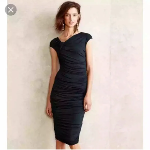 Anthropologie NWOT Bailey 44 Ski Bunny Dress Dark Teal Bodycon Ruching Size S - Picture 7 of 7